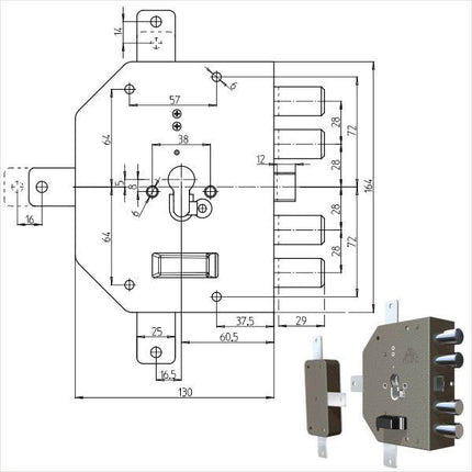 SERRATURA SIC.QUINTUPLICE SX CIL. 2350PE CR