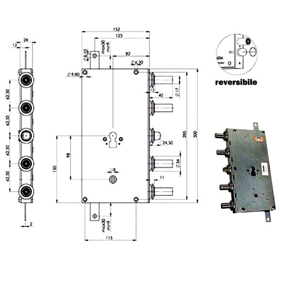 SERRATURA SIC.TRIPLICE CIL. E82 ARIETE 5933/B MOIA