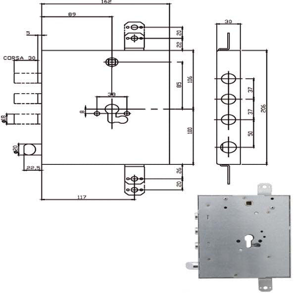 SERRATURA SIC.TRIPLICE DX/SX 668.0537.0G80 ISEO