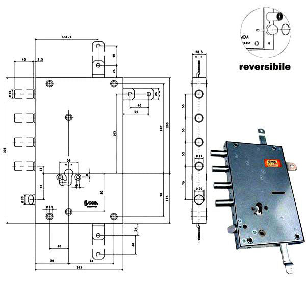 SERRATURA SIC.QUINTUPL.CIL.E70 RSBLQ666/500RF MOIA