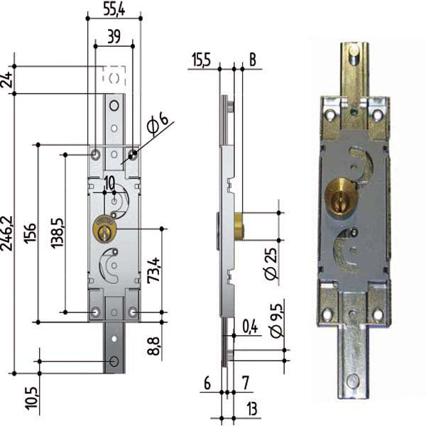 SERRATURA SERRANDE 2 CH.VER.SX A312 PREFER