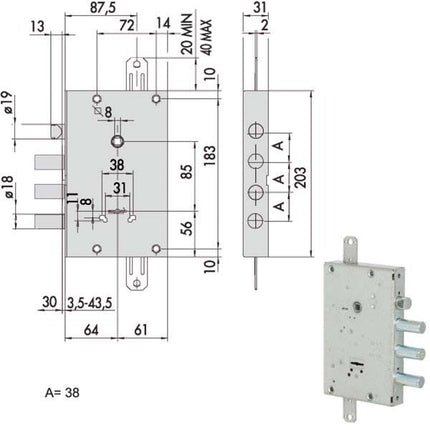 SERRATURA SICUREZZA TRIPLICE 00PG 57516-58-0 CISA