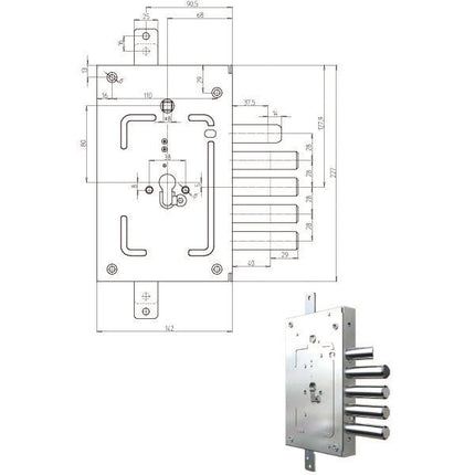 SERRATURA SIC.TRIPLICE CIL. 2655G-02+36 CR
