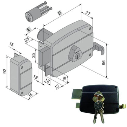 SERRATURA APP.LEGNO DX 030.60.52.1 WELKA