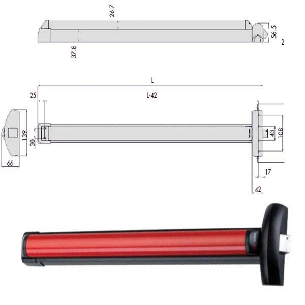 MANIGLIONE FAST TOUCH 84 LATERALE 59801-11-0 CISA