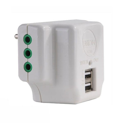 ADATTATORE TRIPLO 10A+T USB BIANCO 87800 FME