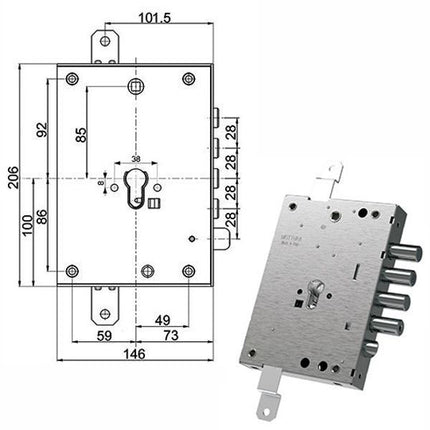 SERRATURA SIC.TRIPLICE 89257 MOTTURA