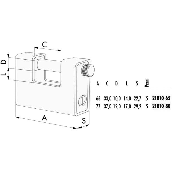 LUCCHETTO OTTONE INCAM. mm 65 SERR. 21810 CISA LL
