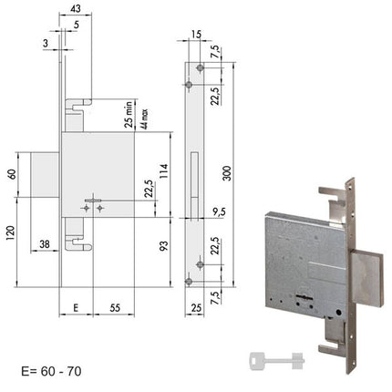 SERRATURA INFILARE FERRO 57015-60-0 CISA