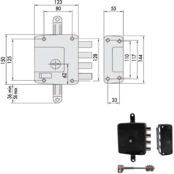 SERRATURA SICUREZZA TRIPLICE DX 57162-60-1 CISA