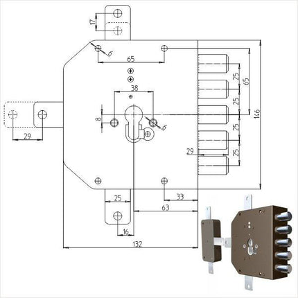 SERRATURA SIC.QUINTUPLICE CIL. 2300PE MC
