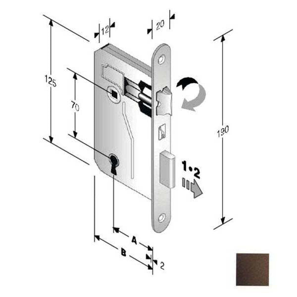 SERRATURA PATENT BORDI TONDI 8x70 BR