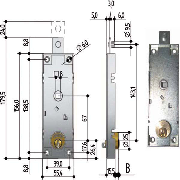 SERRATURA BASCULE QUADRO B551