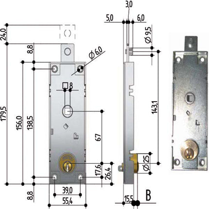 SERRATURA BASCULE QUADRO B551