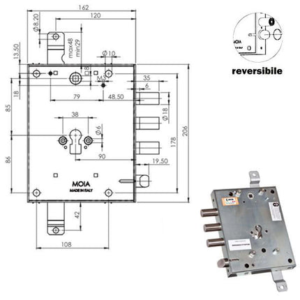 SERRATURA SICUREZZA TRIPLICE CIL.RMGA664