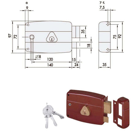 SERRATURA APPLICARE LEGNO 50171