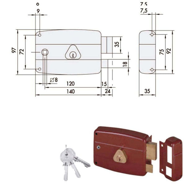 SERRATURA APPLICARE LEGNO 50171