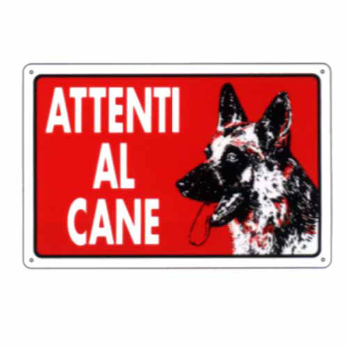 CARTELLO ATTENTI AL CANE 30x 20 PLASTICA