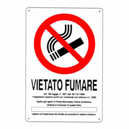 CARTELLO VIETATO FUMARE DL 20x 30 PLASTICA