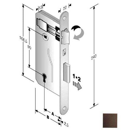 SERRATURA PATENT BORDI TONDI 8x90 BR