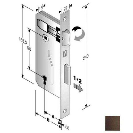 SERRATURA PATENT BORDI QUADRI 8x90 BR