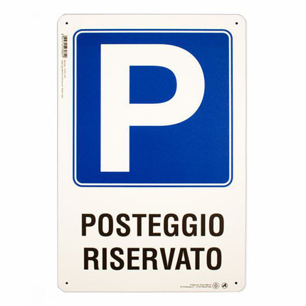 CARTELLO POSTEGGIO RISERVATO 20x 30 PLASTICA