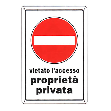 CARTELLO PLASTICA PROPRIETA' PRIVATA