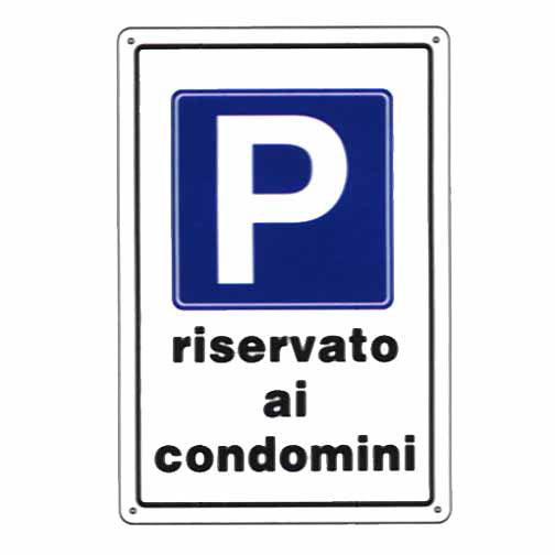 CARTELLO PARCHEGGIO CONDOMINIALE 20x 30 PLASTICA