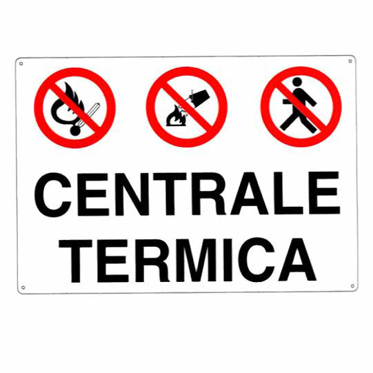 CARTELLO CENTRALE TERMICA 30x 20 ALLUMINIO