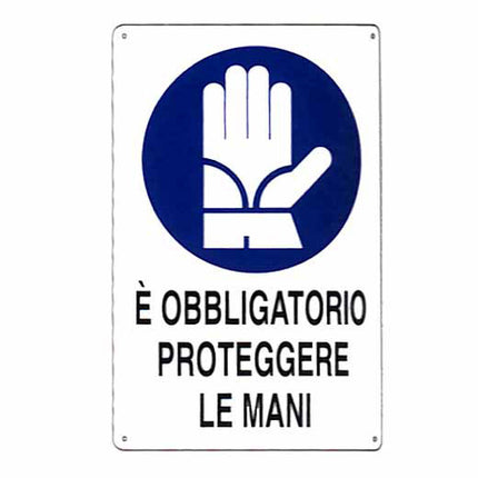 CARTELLO PROTEZIONE MANI 20x 30 ALLUMINIO