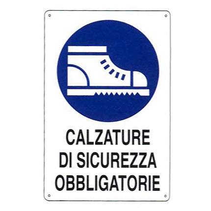 CARTELLO CALZATURE SICUREZZA 20x 30 ALLUMINIO