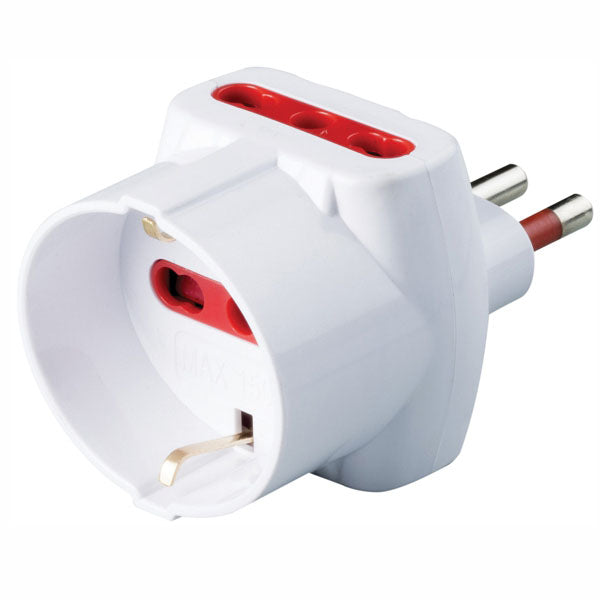 ADATTATORE TRIPLO SICUREZZA 10A+T SK BIANCO ROSI