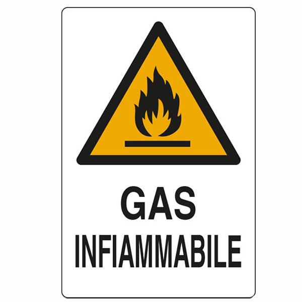 CARTELLO GAS INFIAMMABILE 20x 30 ALLUMINIO