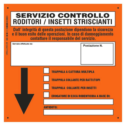 CARTELLO MONITORAGGIO INFESTANTI 15x 15 PLASTICA