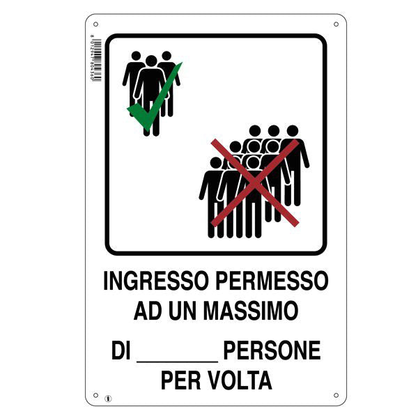 CARTELLO INGRESSO PERSONE 20x 30 PLASTICA