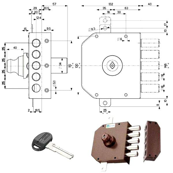 SERRATURA SICUREZZA TRIPLICE POMPA 30622