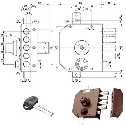 SERRATURA SICUREZZA TRIPLICE POMPA 30632