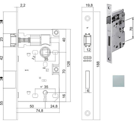 SERRATURA PATENT BORDI QUADRI 572