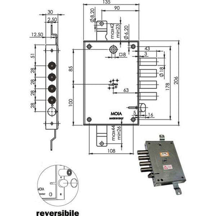 SERRATURA SICUREZZA TRIPLICE DM 614