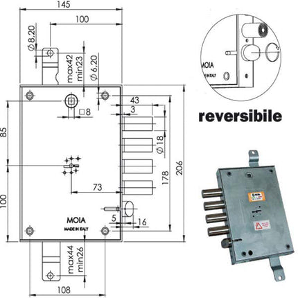 SERRATURA SICUREZZA TRIPLICE DM 614