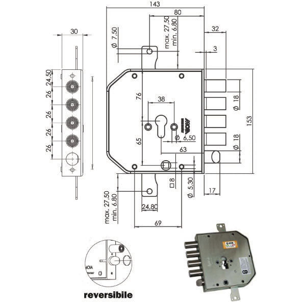 SERRATURA SICUREZZA TRIPLICE CIL.AP954+9