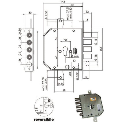 SERRATURA SICUREZZA TRIPLICE CIL.AP954+9