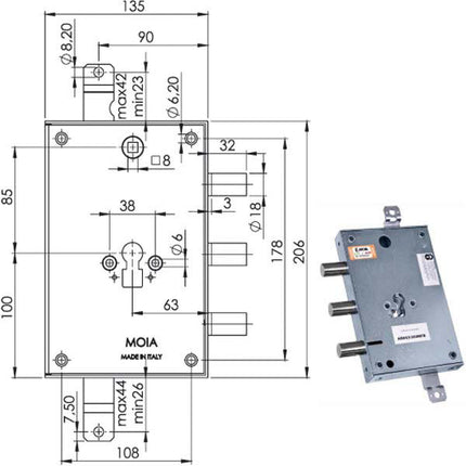 SERRATURA SICUREZZA TRIPLICE CIL.AD663