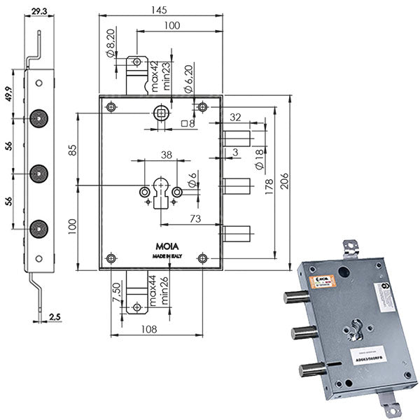 SERRATURA SICUREZZA TRIPLICE CIL.AD663