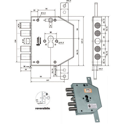 SERRATURA SICUREZZA TRIPLICE CIL.RCO654