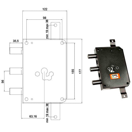 SERRATURA SICUREZZA TRIPLICE CIL.RCE663