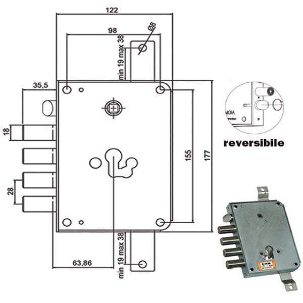 SERRATURA SICUREZZA TRIPLICE CIL.RCE664