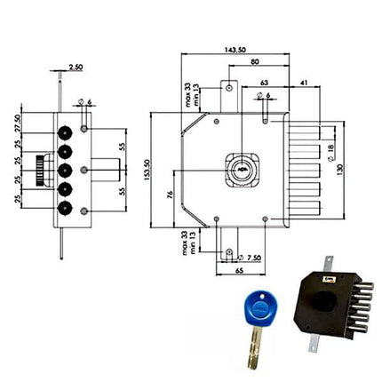 SERRATURA SICUREZZA TRIPLICE POMPA JM423