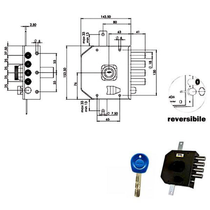 SERRATURA SICUREZZA TRIPLICE POMPA JM424