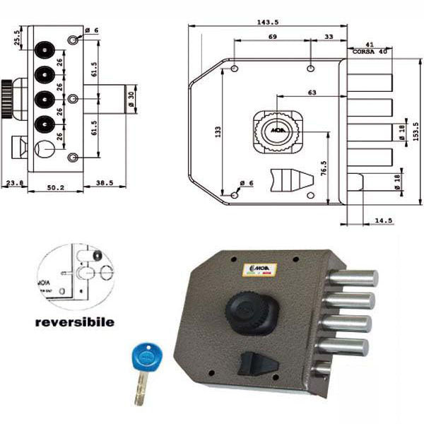 SERRATURA SICUREZZA SEMPLICE POMPA JA422